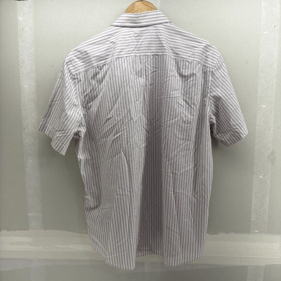 Untuckit Shirt Men's L White Purple Stripe Style Franz Cotton Button Up EUC - Picture 2 of 6